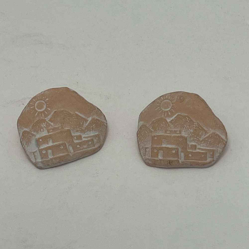 Large Clay Artisan Southwestern Earrings - Picture 1 of 5